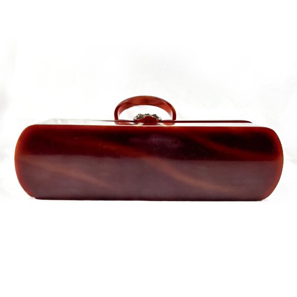 Vintage Wilardy 1950s Lucite Tortoiseshell Box Purse Handbag - Picture 6 of 9